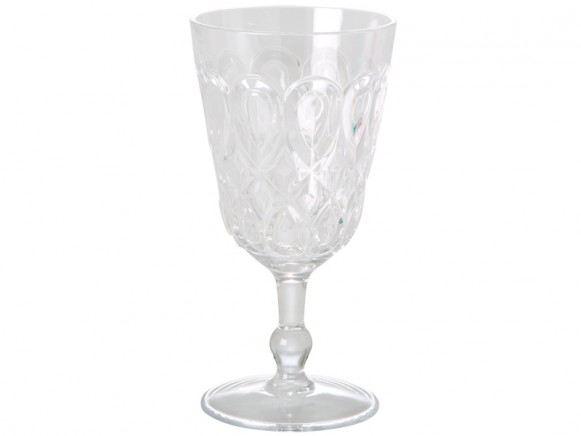 RICE wine glass in swirly embossed clear acrylic