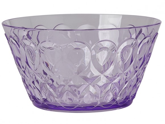 RICE acrylic bowl swirly embossed LAVENDER SMALL