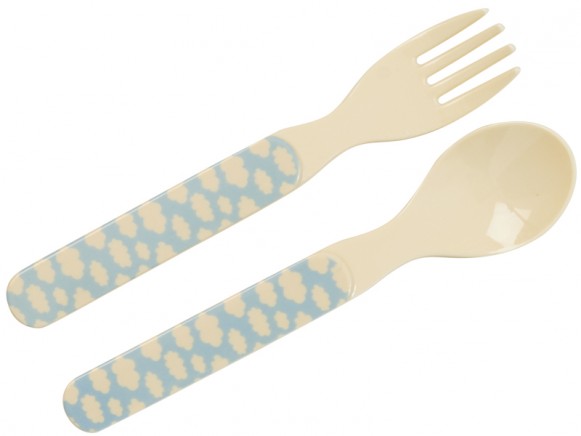 RICE kids spoon and fork cloud print