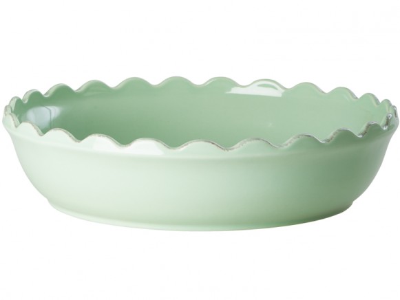 RICE stoneware pie dish pastel green large