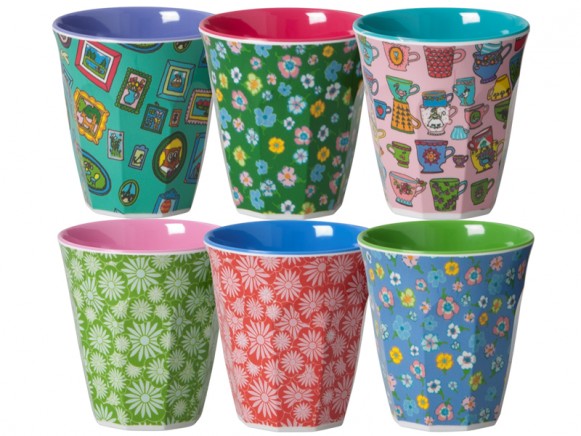Small cups with assorted playful prints by RICE