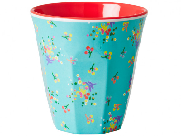 RICE melamine cup with aqua mini flower print