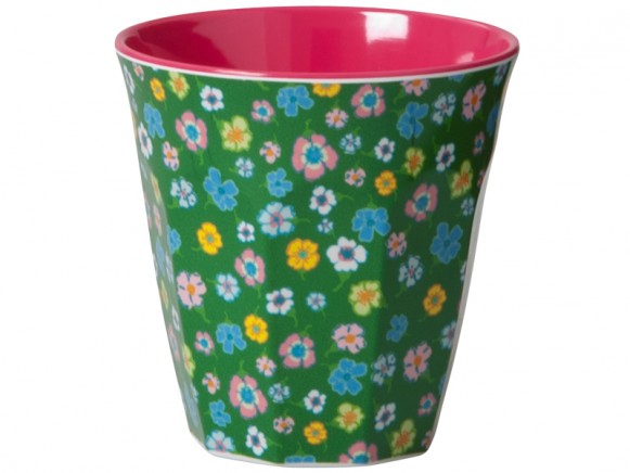 Cup with green flower print by RICE