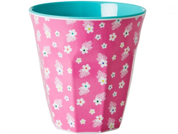 RICE melamine cup with little white flower print