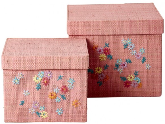RICE Storage Box Set FLOWERS pink
