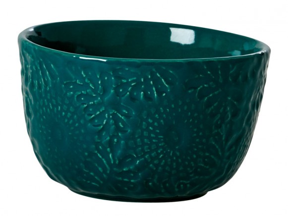 RICE Handmade embossed ceramic bowl jade
