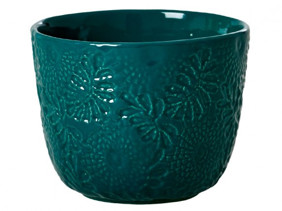 RICE Handmade embossed ceramic mug jade