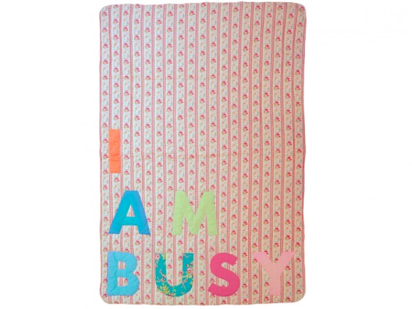 RICE cotton quilt "I am busy" pink