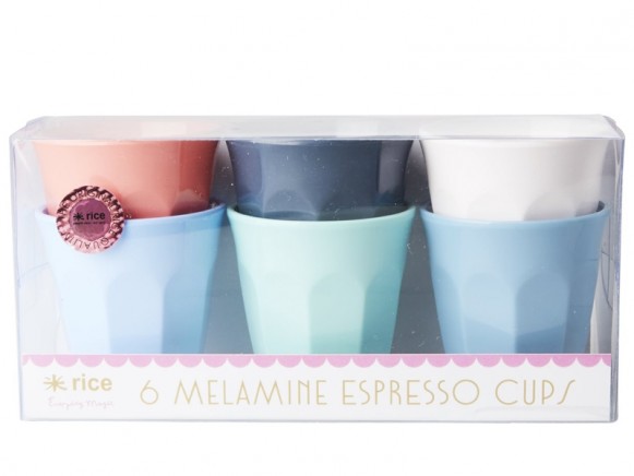 RICE Melamine Espresso Cups "Happy 21st!" colors