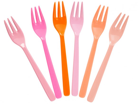 RICE cake forks pink and orange colours