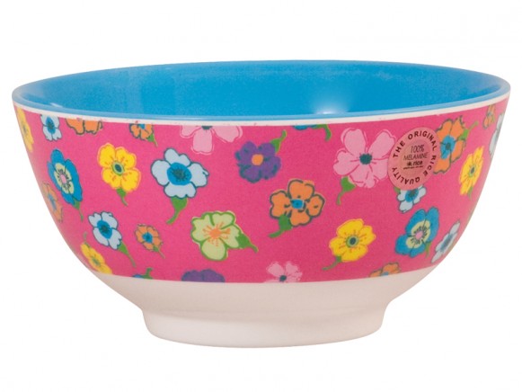 Melamine bowl with pink flower print by RICE