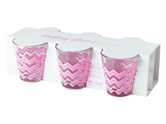 RICE 6 Small Drinking Glasses pink