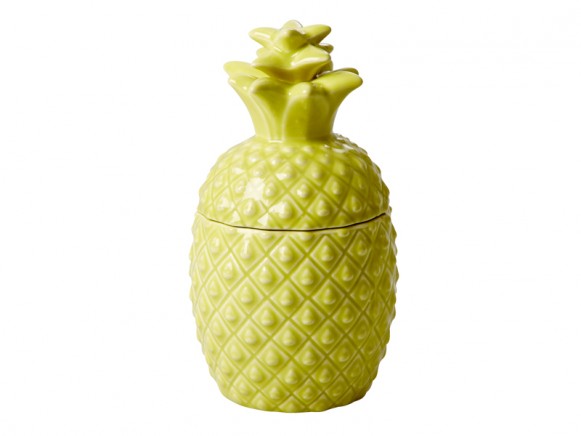 Small RICE ceramic jar pineapple shaped yellow