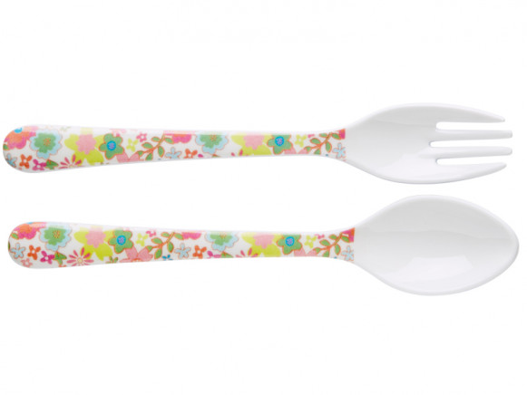Kids cutlery with flower print by RICE Denmark