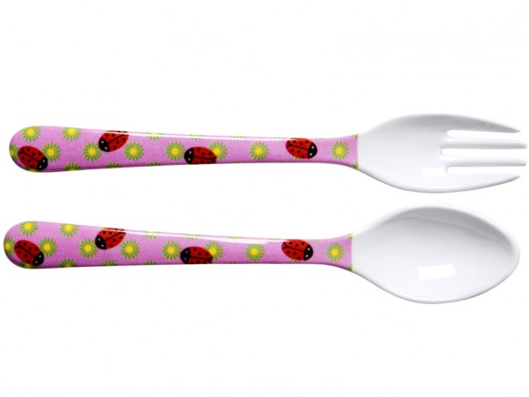 Kids cutlery with ladybug print by RICE Denmark