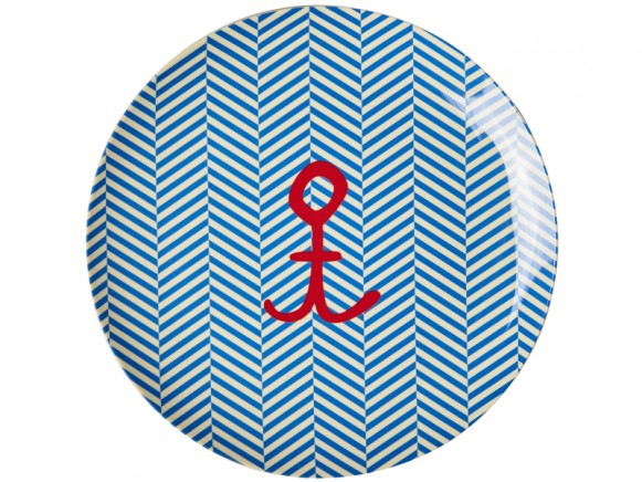 RICE kids melamine plate sailor stripe with anchor print