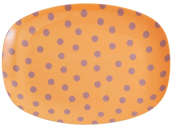 RICE Small Rectangular Plate LAVENDER DOTS
