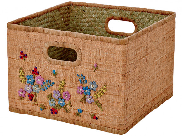 RICE basket with flowers in natural