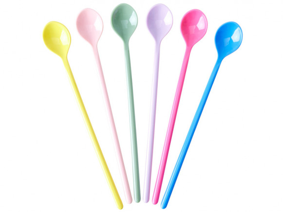 RICE 6 Melamine Latte Macchiato Spoons FLOWER ME HAPPY Colors 2023