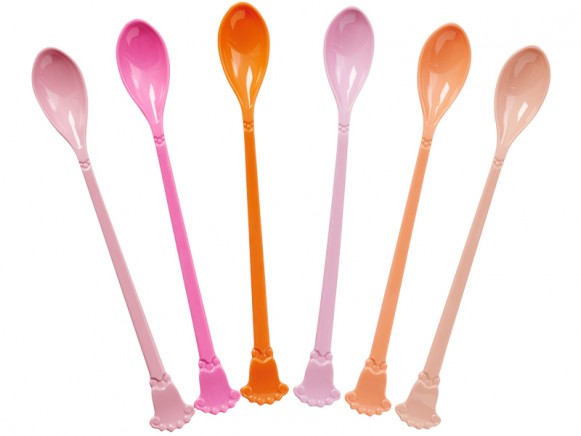 Long RICE spoons vintage pink and orange