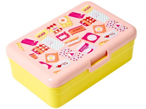 RICE kids lunch box pink grocery print