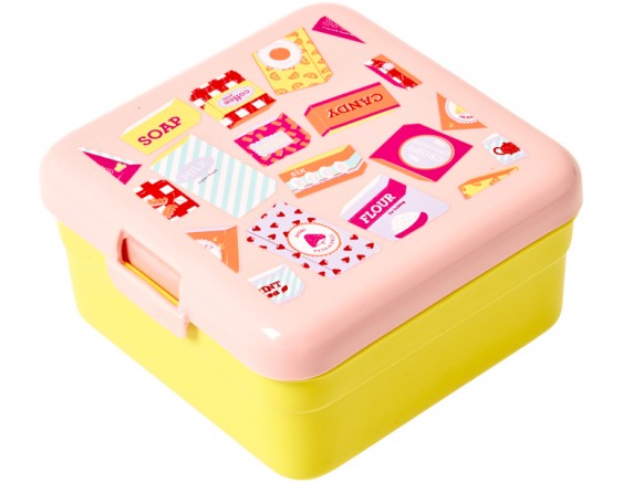 Small RICE kids lunch box pink grocery print