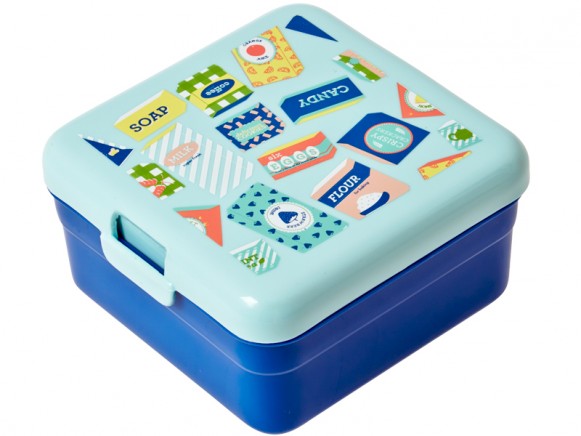 Small RICE kids lunch box mint grocery print