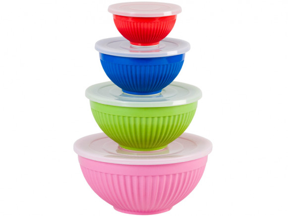 Melamine bowls in pink-green-blue-red mix by RICE