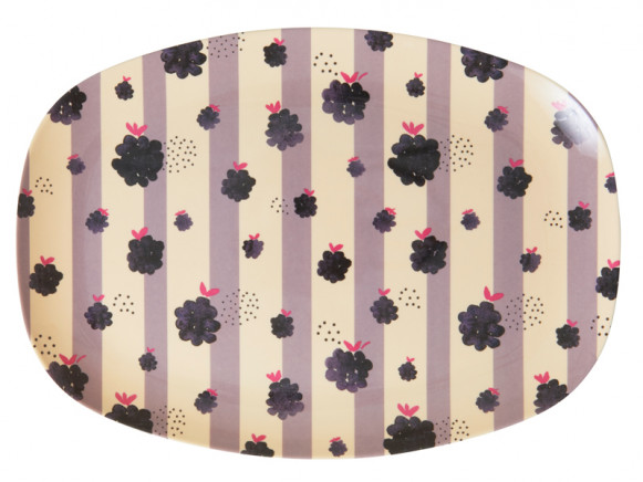 RICE Melamine Rectangular Plate BLACKBERRY