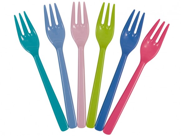 Melamine cake forks in "Let me entertain you!" colours by RICE