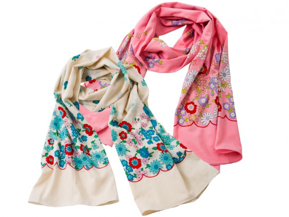 RICE voile scarf with flowers