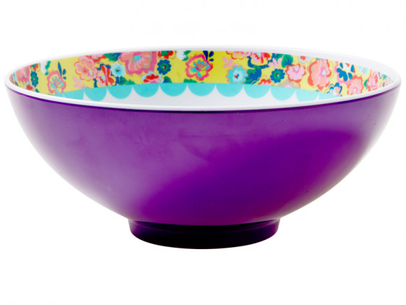 Lavender RICE melamine bowl with bird print
