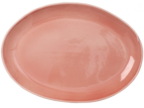 RICE ceramic serving dish two tone coral pink