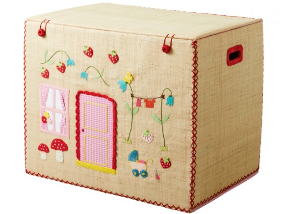 Large foldable RICE toy basket house natural