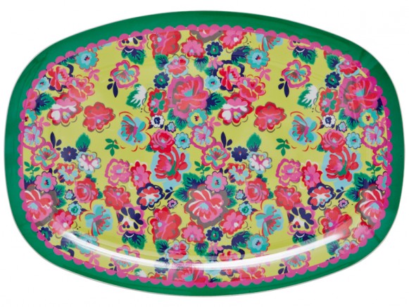 RICE melamine plate with English roses print