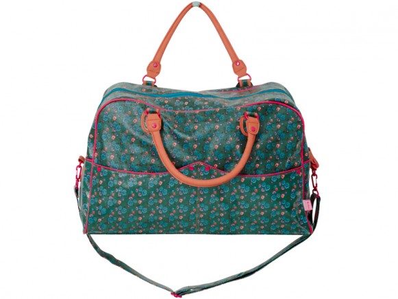 RICE travel bag with floral green print