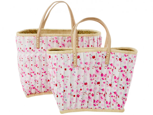 RICE bag leather handles mini flower