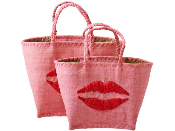 RICE shopping bag kiss pink