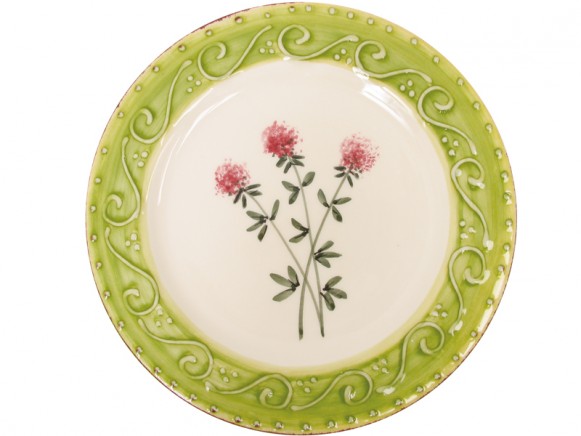 Lunch plate in green with pink flower by RICE