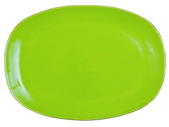 Oval dinner plate in green organic shape by RICE