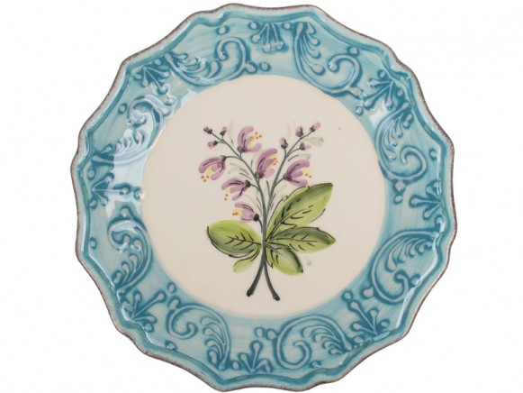 Lunch plate in turquoise with malva flower by RICE
