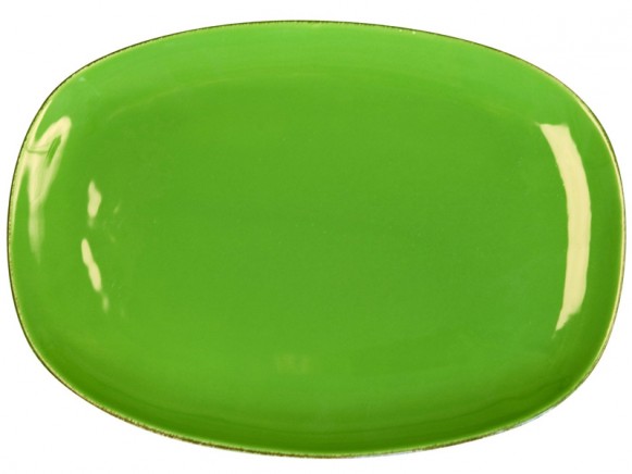 Oval dinner plate in naughty green organic shape by RICE