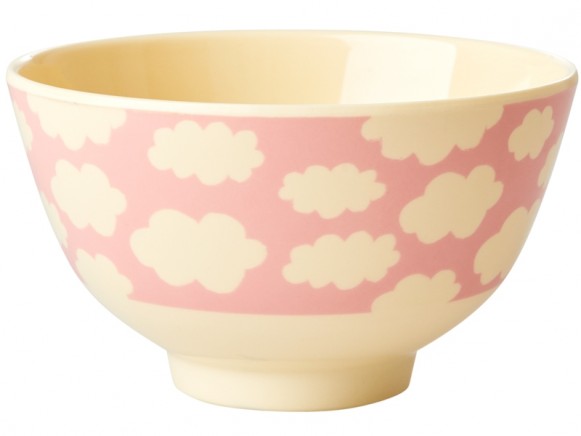 Small RICE Melamine Bowl CLOUDS pink