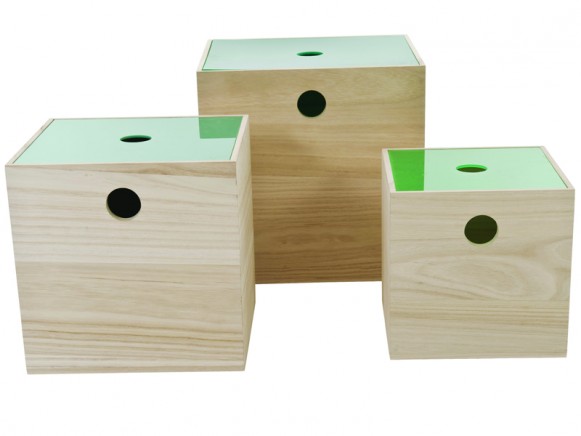 Sebra storage boxes with green lid
