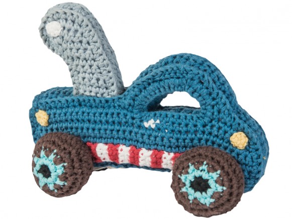 Sebra crochet rattle towtruck