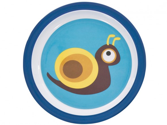 Melamine plate with snail for boys by Sebra