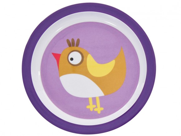 Melamine plate with bird for girls by Sebra