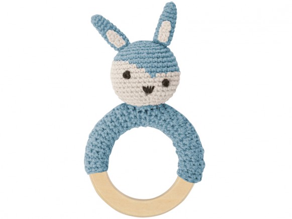 Sebra rattle rabbit on ring cloud blue