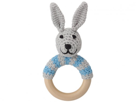 Sindibaba Rattle Ring Bunny BOBBY blue