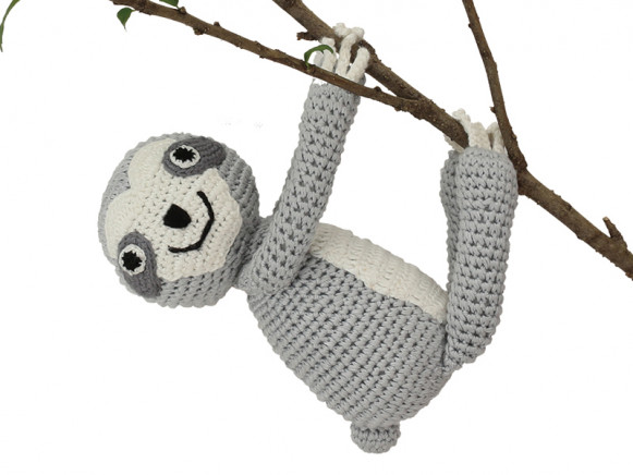Sindibaba Crochet Cuddly Toy SLOTH SLEEPY grey